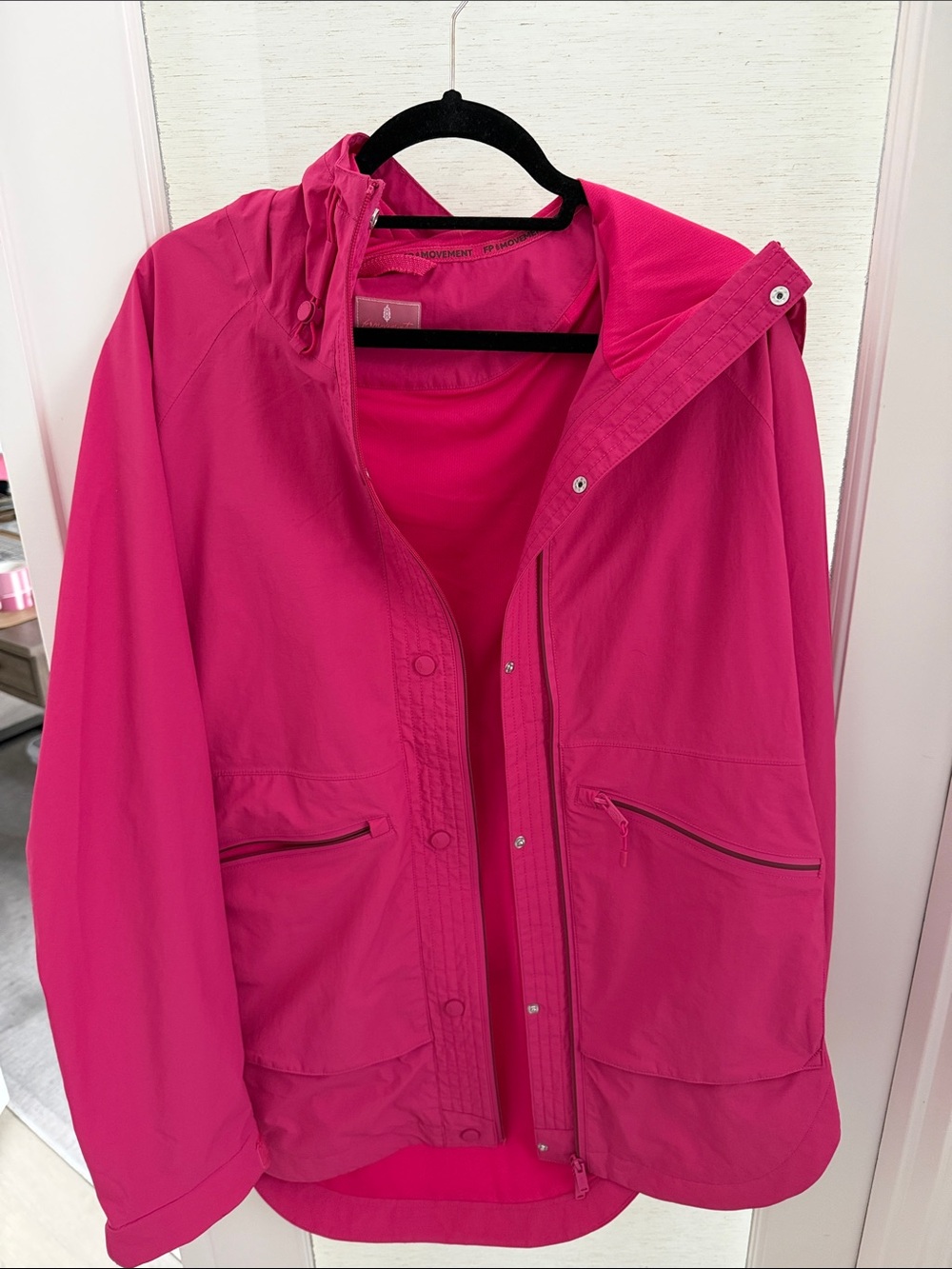 FP Movement by Free People Hot Pink Lightweight Hooded Jacket